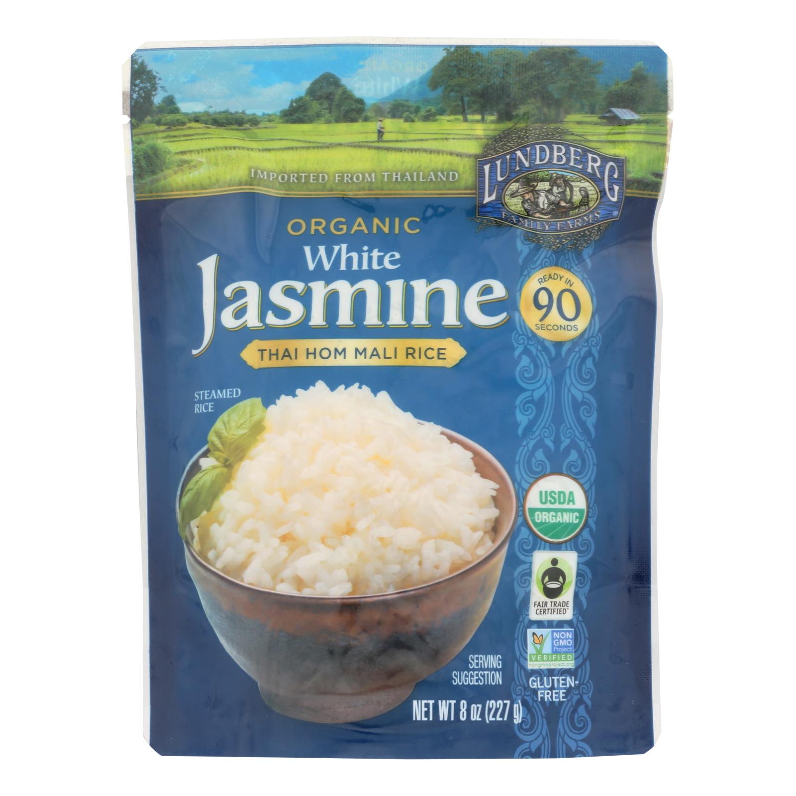 Lundberg Family Farms Organic Thai Rice - White Jasmine - Case Of 6 - 8 Oz - Maras Green