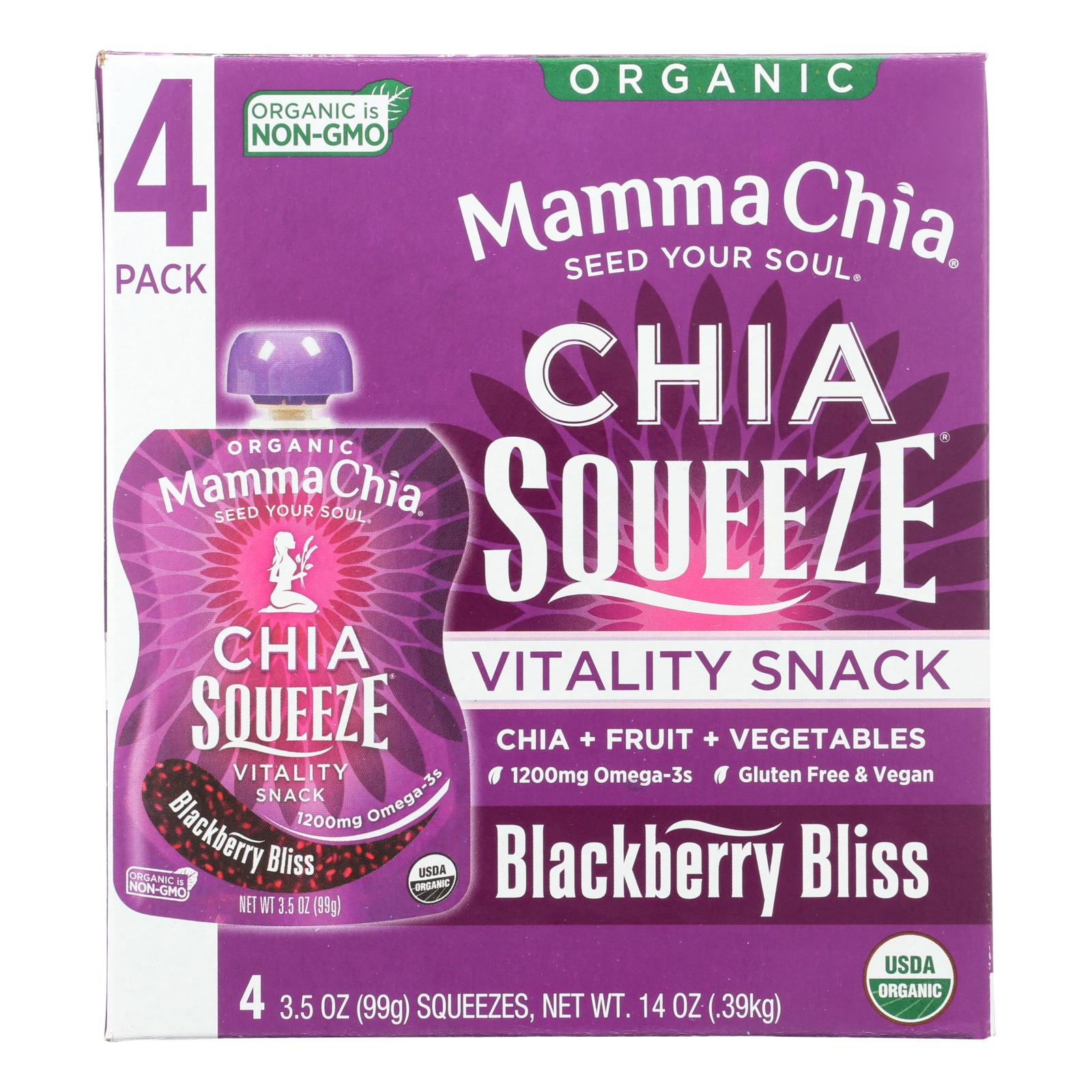Mamma Chia Squeeze Vitality Snack - Blackberry Bliss - Case Of 6 - 3.5 Oz. - Maras Green
