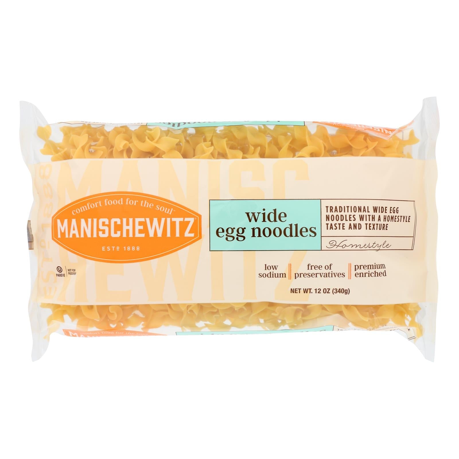 Manischewitz - Egg Noodles Broad - Case Of 12 - 12 Oz. - Maras Green