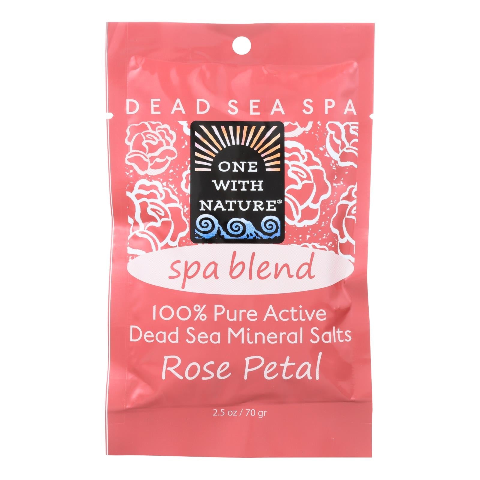 One With Nature Spa Blend Rose Petal Dead Sea Mineral Bath - Salt - Case Of 6 - 2.5 Oz. - Maras Green