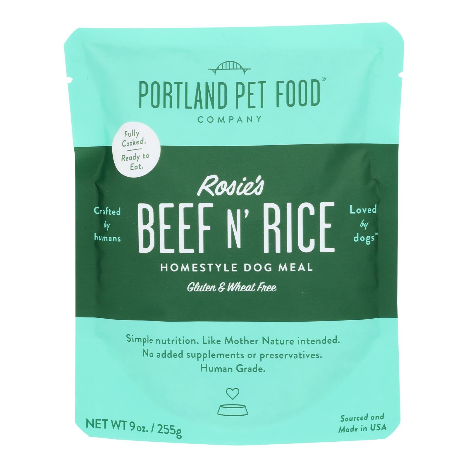Portland Pet Food Company - Dog Meal Hmstyl Beef Rice - Case Of 8 - 9 Oz - Maras Green