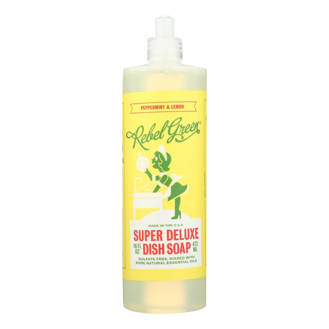 Rebel Green Dish Soap - Peppermint And Lemon - Deluxe - Case Of 4 - 16 Fl Oz - Maras Green