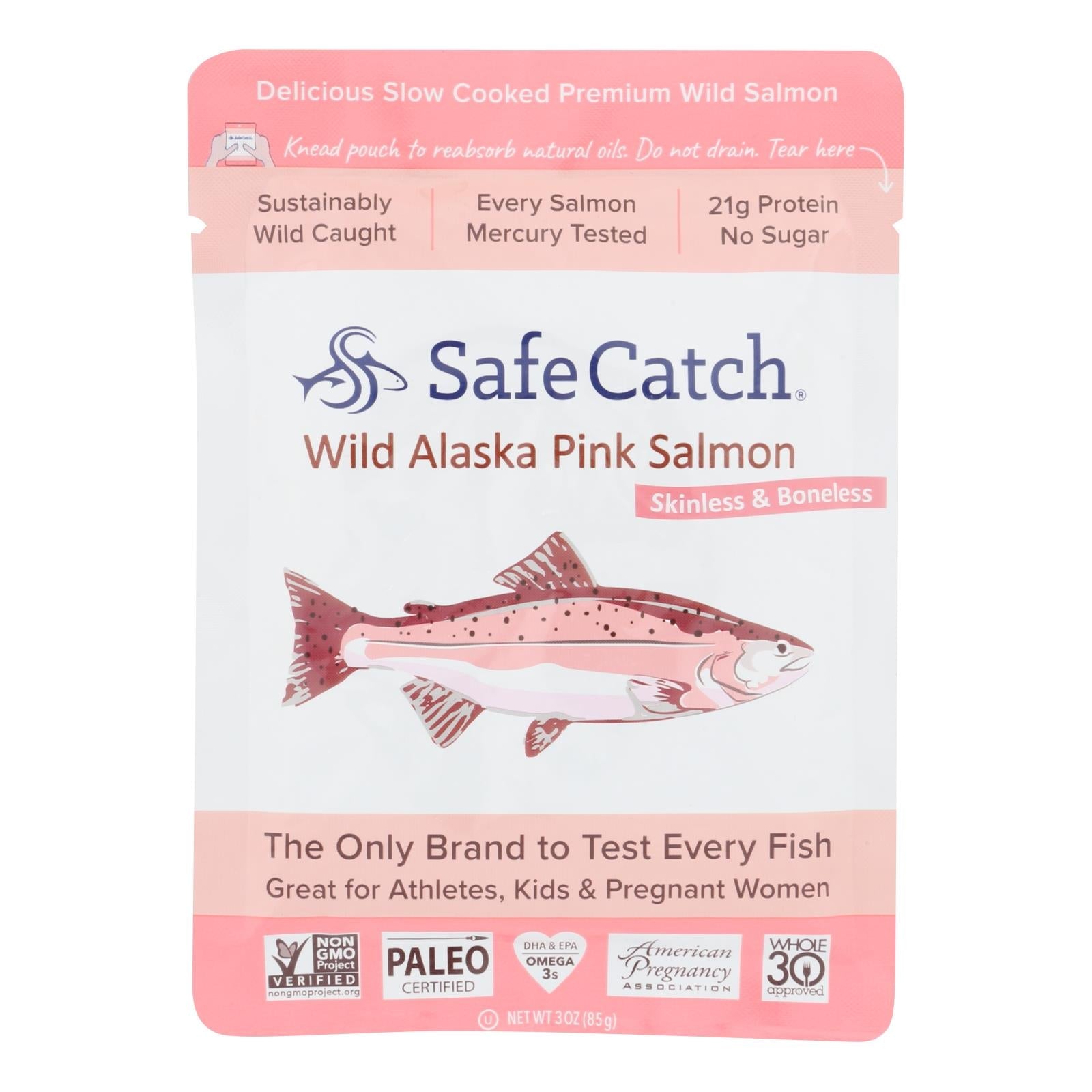 Safe Catch - Salmon Pink Wild Alaskan - Case Of 12 - 3 Oz - Maras Green