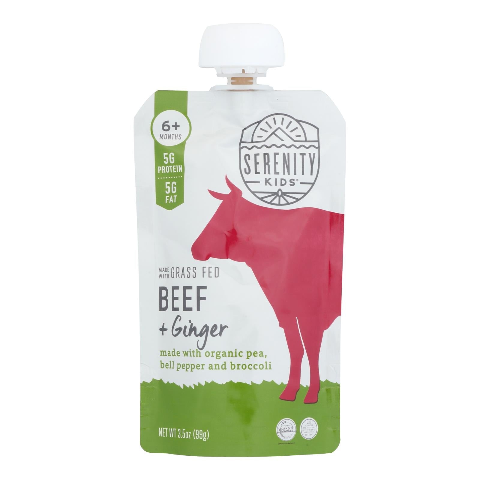 Serenity Kids - Pouch Beef Ginger - Case Of 6 - 3.5 Oz - Maras Green
