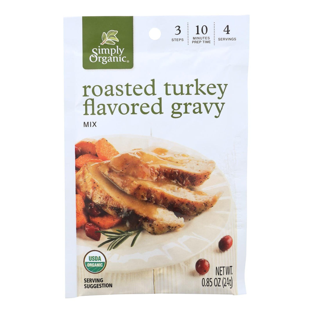 Simply Organic Roasted Turkey Flavored Gravy Seasoning Mix - Case Of 12 - 0.85 Oz. - Maras Green
