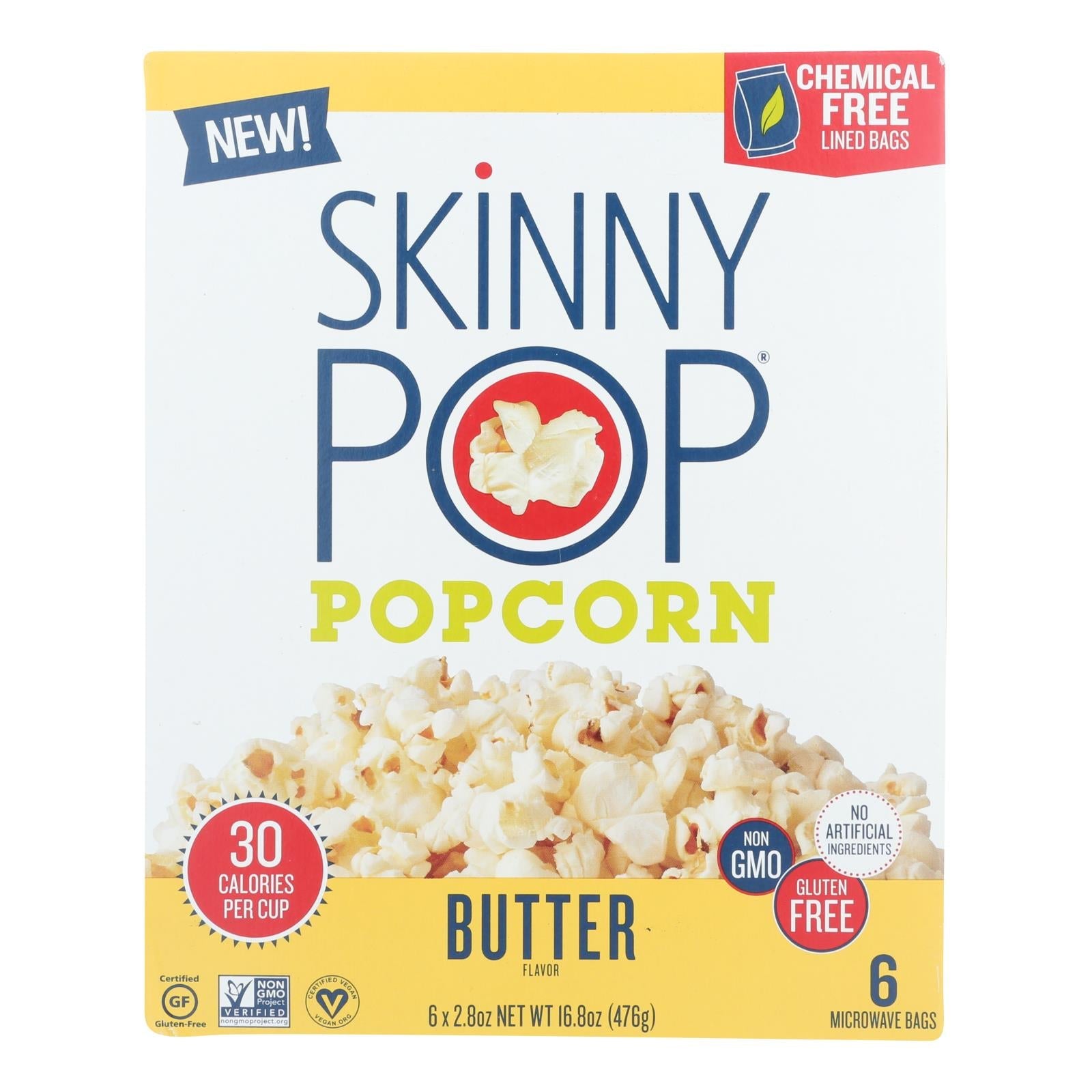 Skinnypop Popcorn - Popcorn Micro Butter - Case Of 6 - 6/2.8 Oz - Maras Green