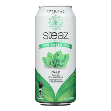Steaz Lightly Sweetened Green Tea - Mint - Case Of 12 - 16 Fl Oz. - Maras Green