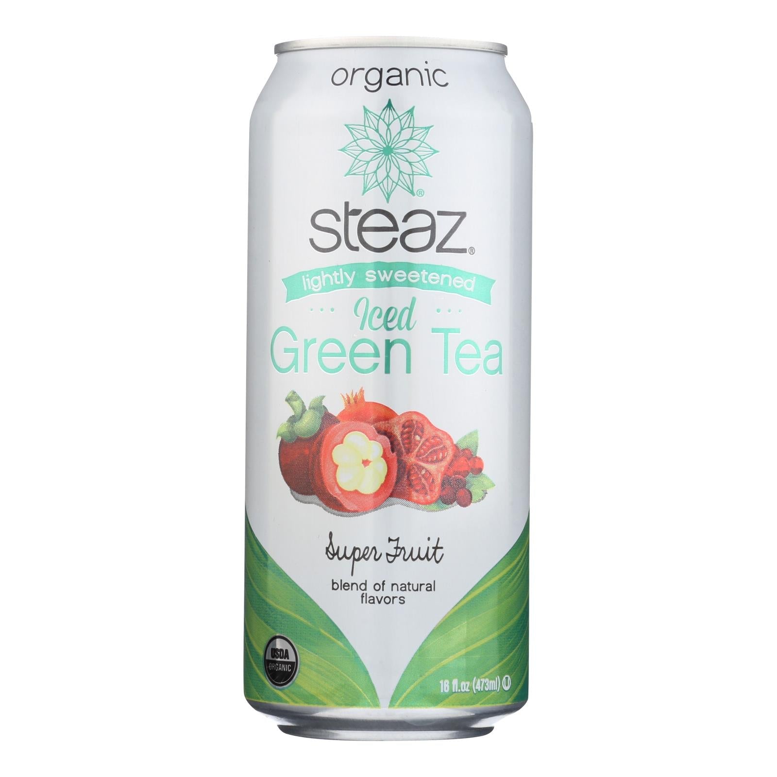 Steaz Lightly Sweetened Green Tea - Super Fruit - Case Of 12 - 16 Fl Oz. - Maras Green