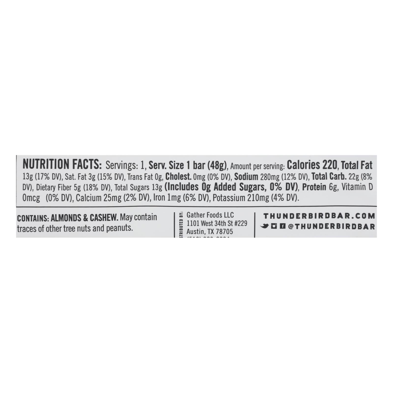 Thunderbird - Bar Chocolate Almond Butter Sea Salt - Case Of 12 - 1.7 Oz - Maras Green