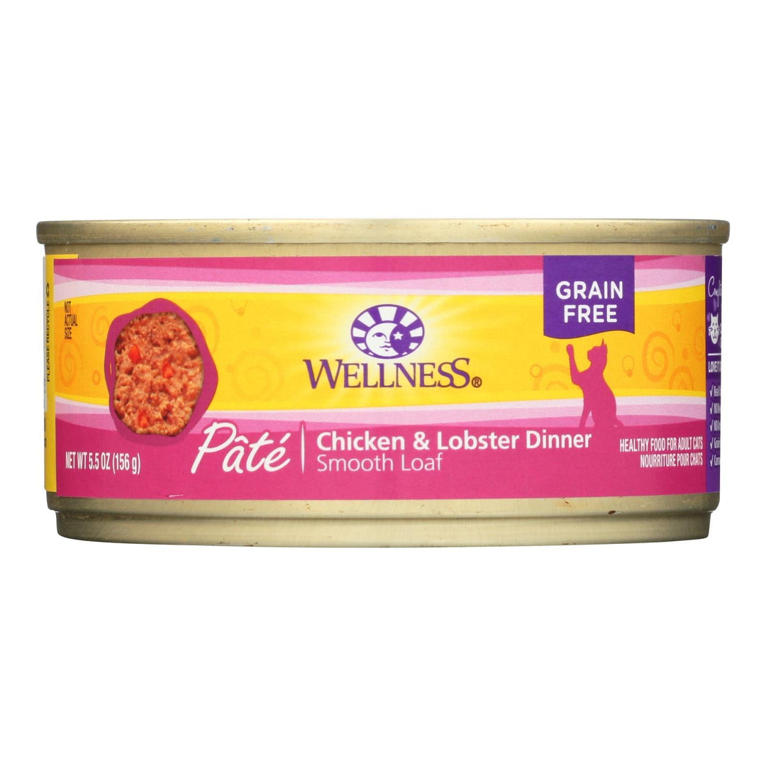 Wellness Pet Products Cat Food - Chicken And Lobster - Case Of 24 - 5.5 Oz. - Maras Green