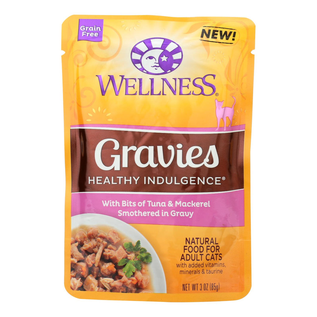 Wellness Pet Products Cat Food - Gravies With Bits Of Tuna And Mackerel Smothered In Gravy - Case Of 24 - 3 Oz. - Maras Green