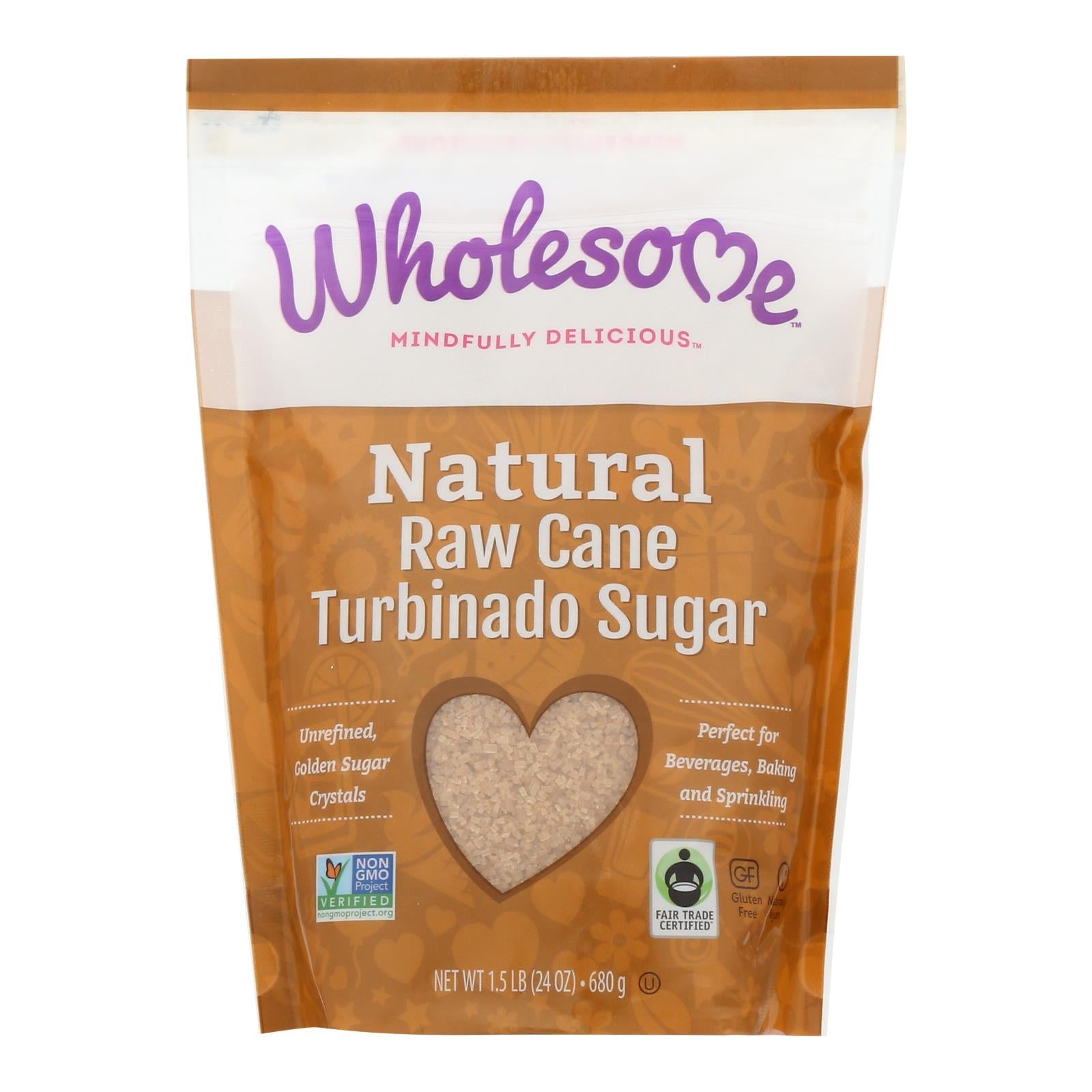 Wholesome Sweeteners Sugar - Natural Raw Cane - Turbinado - Fair Trade - 1.5 Lb - Case Of 12 - Maras Green