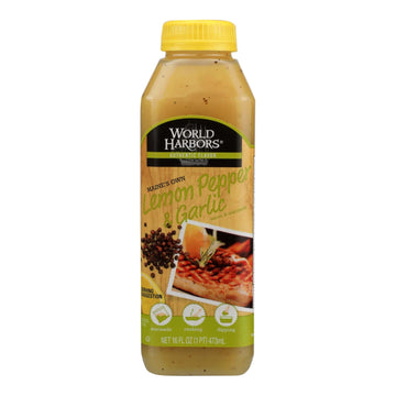 World Harbor Lemon Pepper And Garlic Seafood And Poultry Sauce And Marinade - Case Of 6 - 16 Fl Oz. - Maras Green