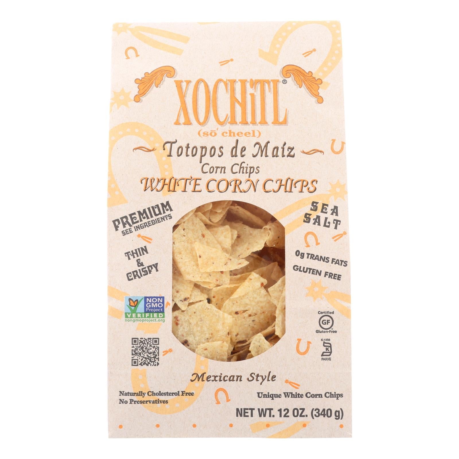 Xochitl Mexican Style Unique White Corn Chips - Case Of 10 - 12 Oz - Maras Green
