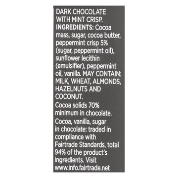 Divine - Bar Chocolate Dark W/mint Crisp - Case Of 12 - 3 Oz - Maras Green