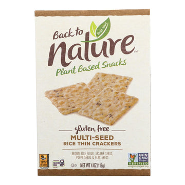 Back To Nature Multi Seed Rice Thin Crackers - Brown Rice Sesame Seeds Poppy Seeds And Flax Seed - Case Of 12 - 4 Oz. - Maras Green