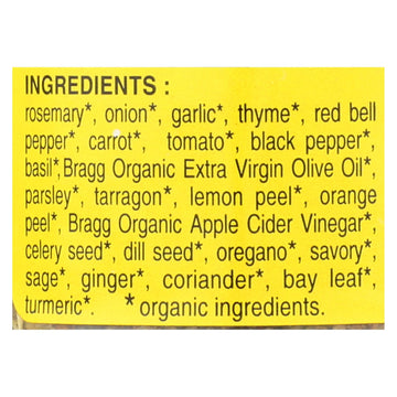 Bragg - Seasoning - Organic - Bragg - Sprinkle - Natural Herbs And Spices - 1.5 Oz - Case Of 12 - Maras Green