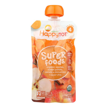 Happy Baby Happytot Organic Superfoods Sweet Potato Apple Carrot And Cinnamon - 4.22 Oz - Case Of 16 - Maras Green