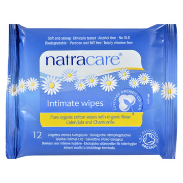 Natracare Organic Cotton Intimate Wipes - 12 Wipes - Case Of 12 - Maras Green