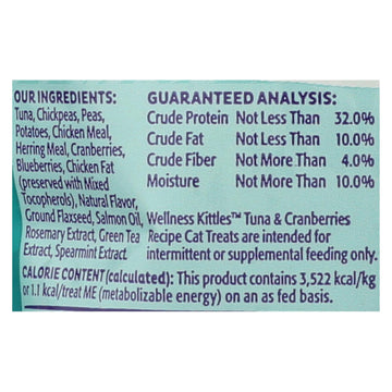 Wellness Pet Products Cat Treat - Kittles - Tuna & Cranberry - Case Of 14 - 2 Oz - Maras Green