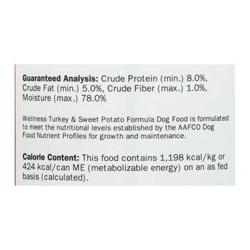 Wellness Pet Products Dog Food - Turkey And Sweet Potato Recipe - Case Of 12 - 12.5 Oz. - Maras Green
