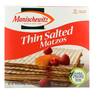 Manischewitz - Thin Matzo Cracker - Salted - Case Of 12 - 10 Oz. - Maras Green