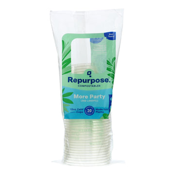 Repurpose Clear Compostable Cups - Case Of 12 - 20 Count - Maras Green