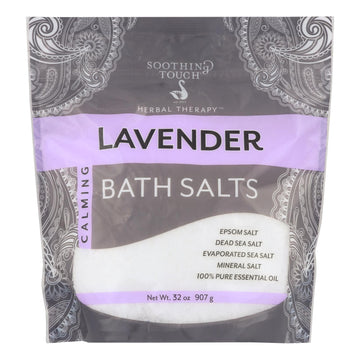 Soothing Touch Bath Salts - Lavender Calming - 32 Oz - Maras Green