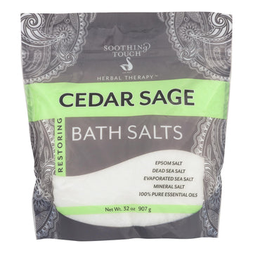 Soothing Touch Bath Salts - Cedar Sage - 32 Oz - Maras Green