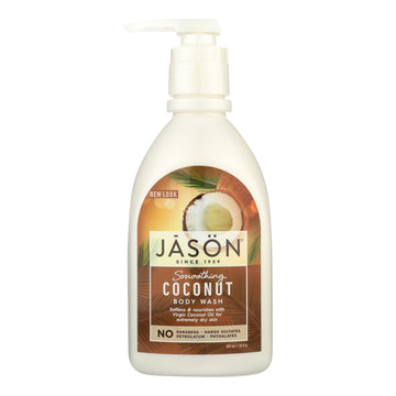 Jason Natural Products Body Wash - Smoothing Coconut - 30 Oz - Maras Green