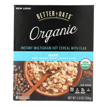 Better Oats Organic Instant Multigrain Hot Cereal - Bare - Case Of 6 - 11.8 Oz. - Maras Green
