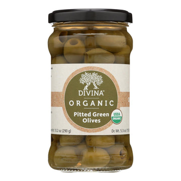 Divina - Organic Pitted Green Olives - Case Of 6 - 6 Oz. - Maras Green