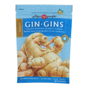 Ginger People Chewy Ginger Candy - Peanut - Case Of 12 - 3 Oz. - Maras Green