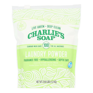 Charlies Soap Laundry Detergent - 100 Loads - Powder - 2.64 Lb - Case Of 6 - Maras Green