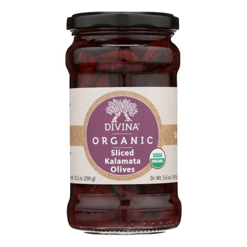 Divina - Organic Olives - Kalamata Sliced - Case Of 6 - 5.6 Oz. - Maras Green