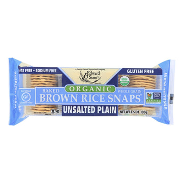 Edward And Sons Brown Rice Snaps - Unsalted Plain - Case Of 12 - 3.5 Oz. - Maras Green