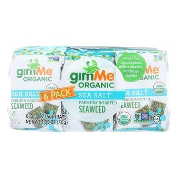 Gimme Seaweed Snacks Organic Roasted Seaweed Snack - Sea Salt - Case Of 8 - 6/.17 Oz - Maras Green