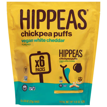 Hippeas - Chickpea Puff White Cheddar - Case Of 12 - 6/.8 Ounce - Maras Green