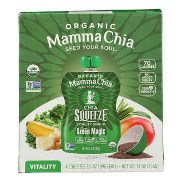 Mamma Chia Squeeze Vitality Snack - Green Magic - Case Of 6 - 3.5 Oz. - Maras Green