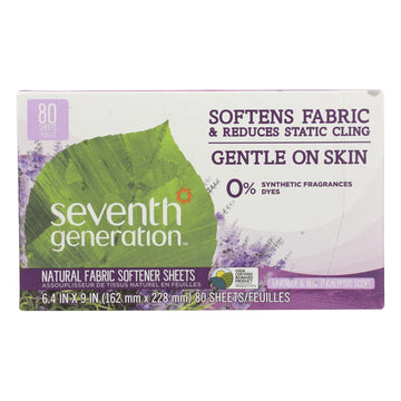 Seventh Generation - Fabric Softener Sheets Eucalyptus & Lavender - Case Of 4 - 80 Ct - Maras Green