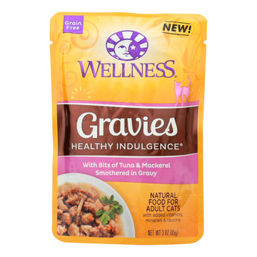 Wellness Pet Products Cat Food - Gravies With Bits Of Tuna And Mackerel Smothered In Gravy - Case Of 24 - 3 Oz. - Maras Green