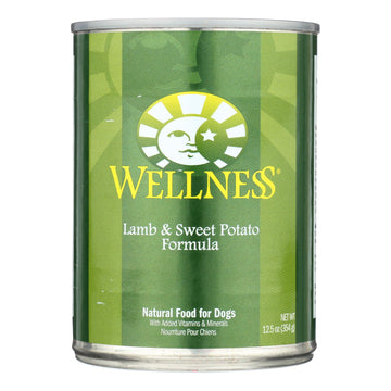 Wellness Pet Products Dog Food - Lamb And Sweet Potato Recipe - Case Of 12 - 12.5 Oz. - Maras Green